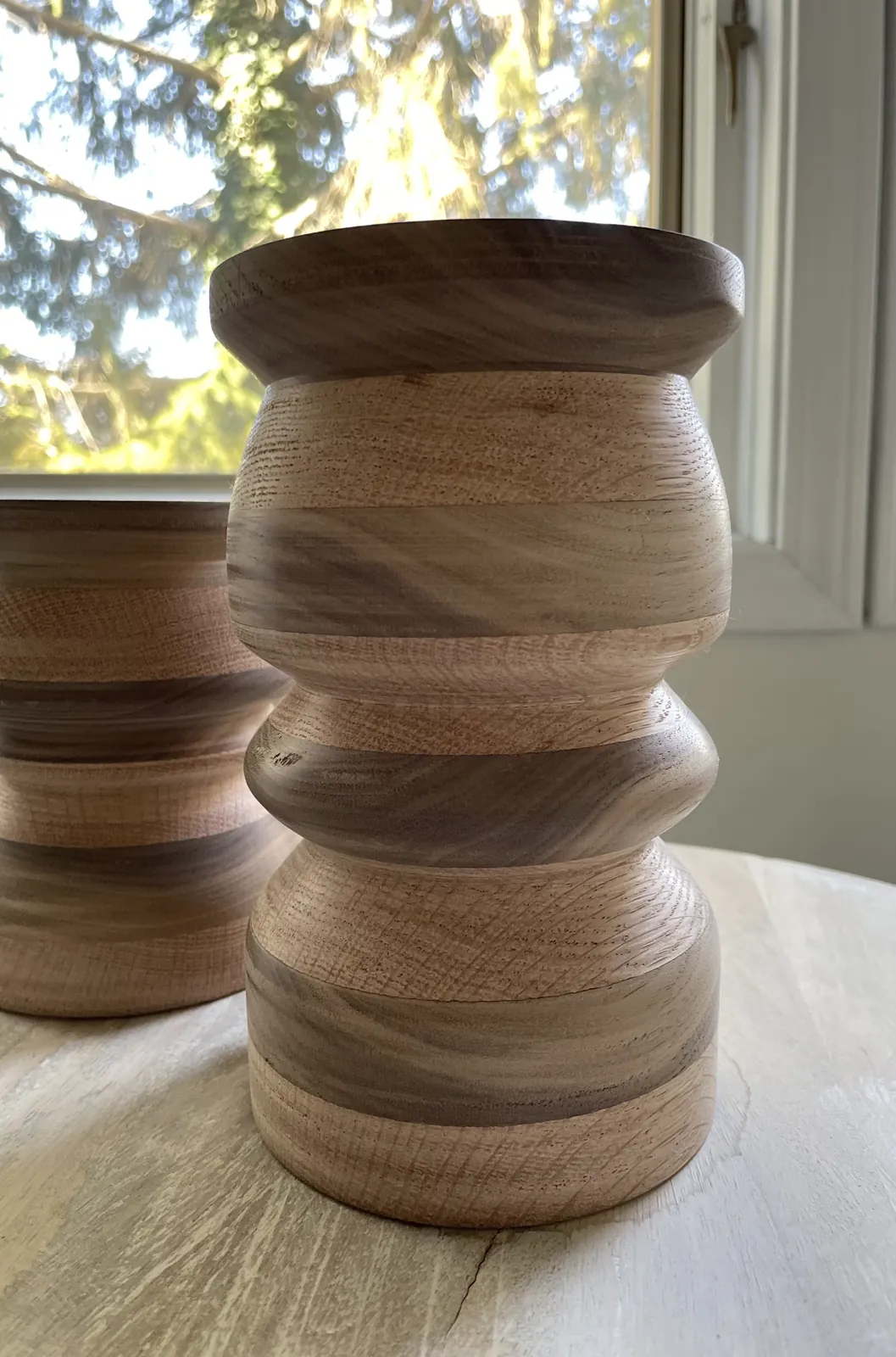 Turned walnut and oak vessel