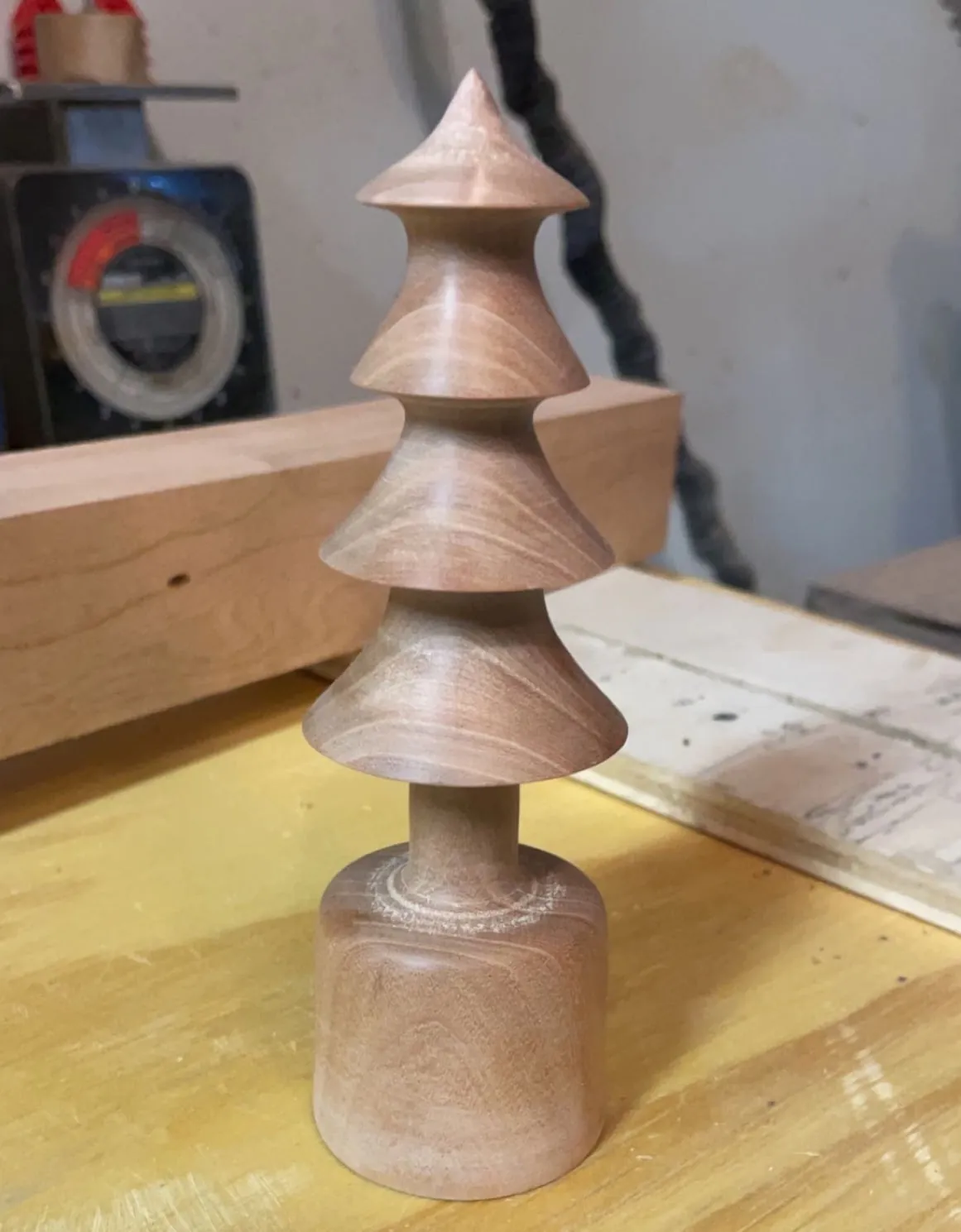 Lathe-turned cherry wood tree